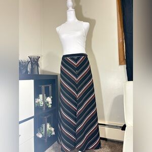 Apt. 9 Black Chevron Stripe Maxi Skirt with Red & White Accents